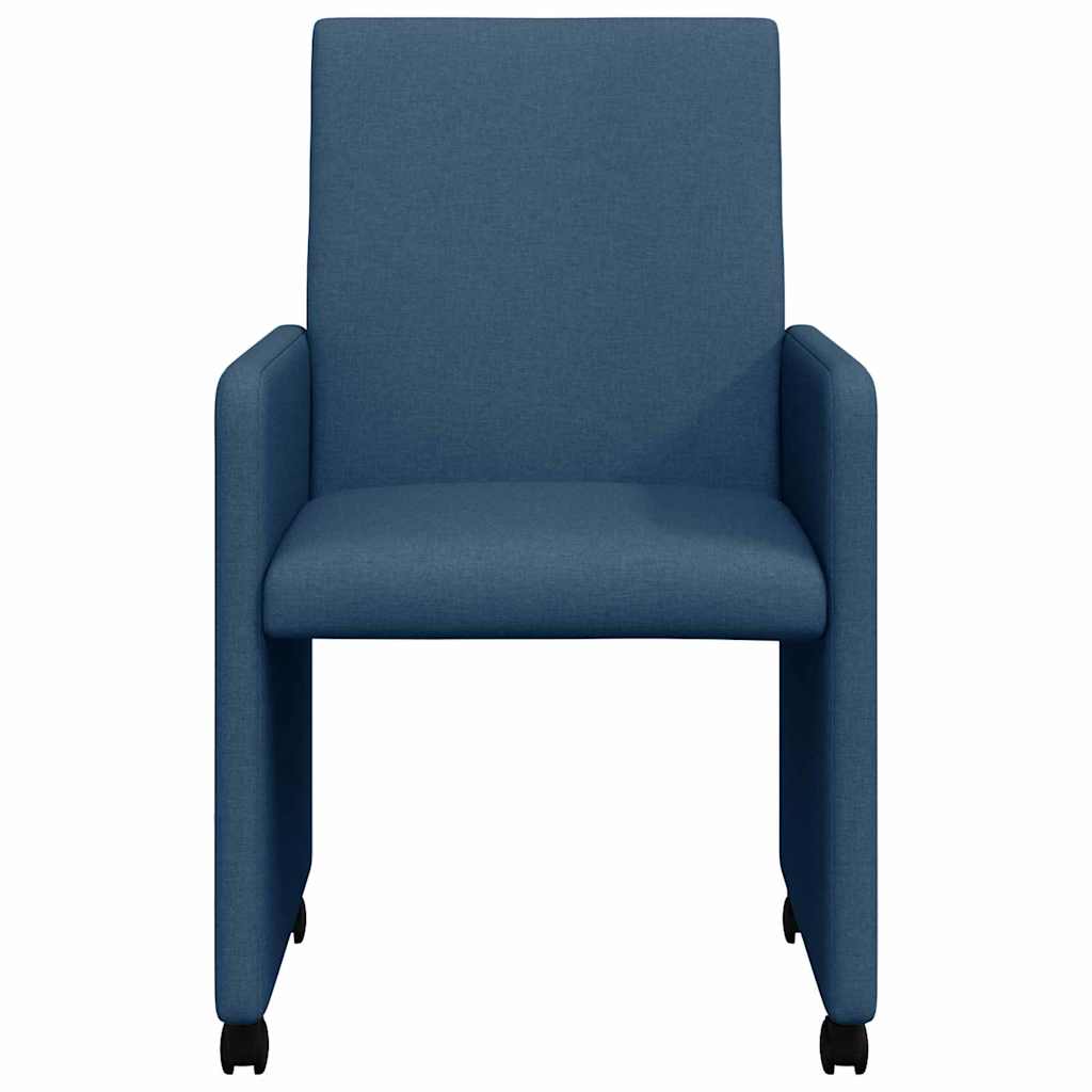Eetkamerstoelen met Wieltjes 2 pcs Blauw 57 x 66 x 94 cm Stof is nu te koop bij PeponiXL, paradijselijk wonen!