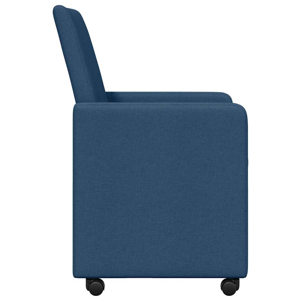 Eetkamerstoelen met Wieltjes 2 pcs Blauw 57 x 66 x 94 cm Stof is nu te koop bij PeponiXL, paradijselijk wonen!