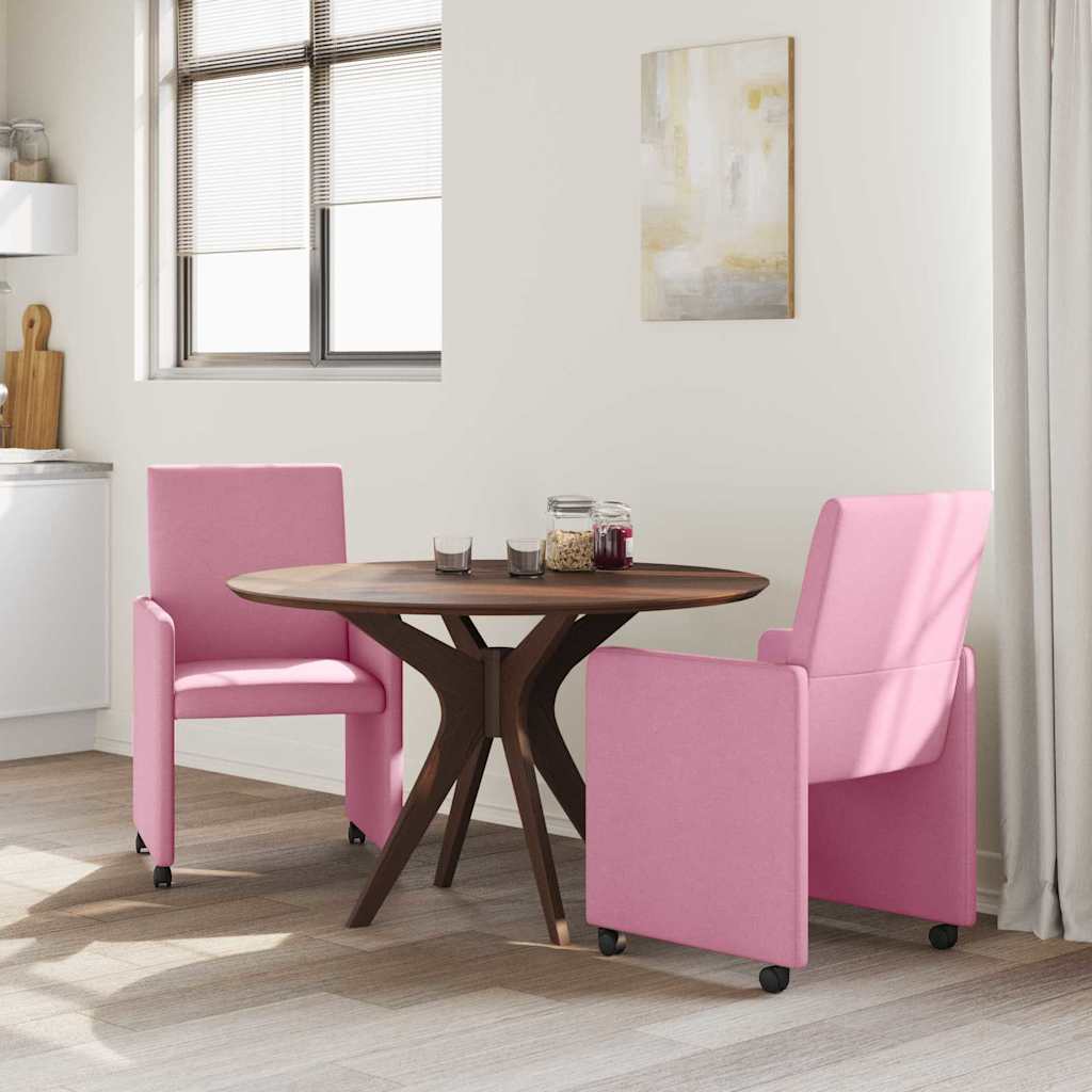 Eetkamerstoelen met Wieltjes 2 pcs Roze 57 x 66 x 94 cm Stof is nu te koop bij PeponiXL, paradijselijk wonen!