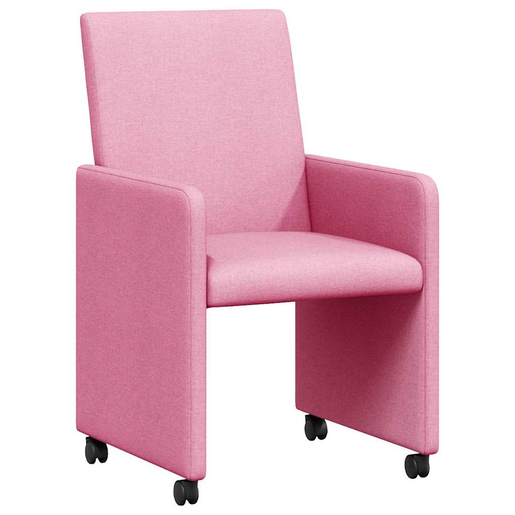 Eetkamerstoelen met Wieltjes 2 pcs Roze 57 x 66 x 94 cm Stof is nu te koop bij PeponiXL, paradijselijk wonen!