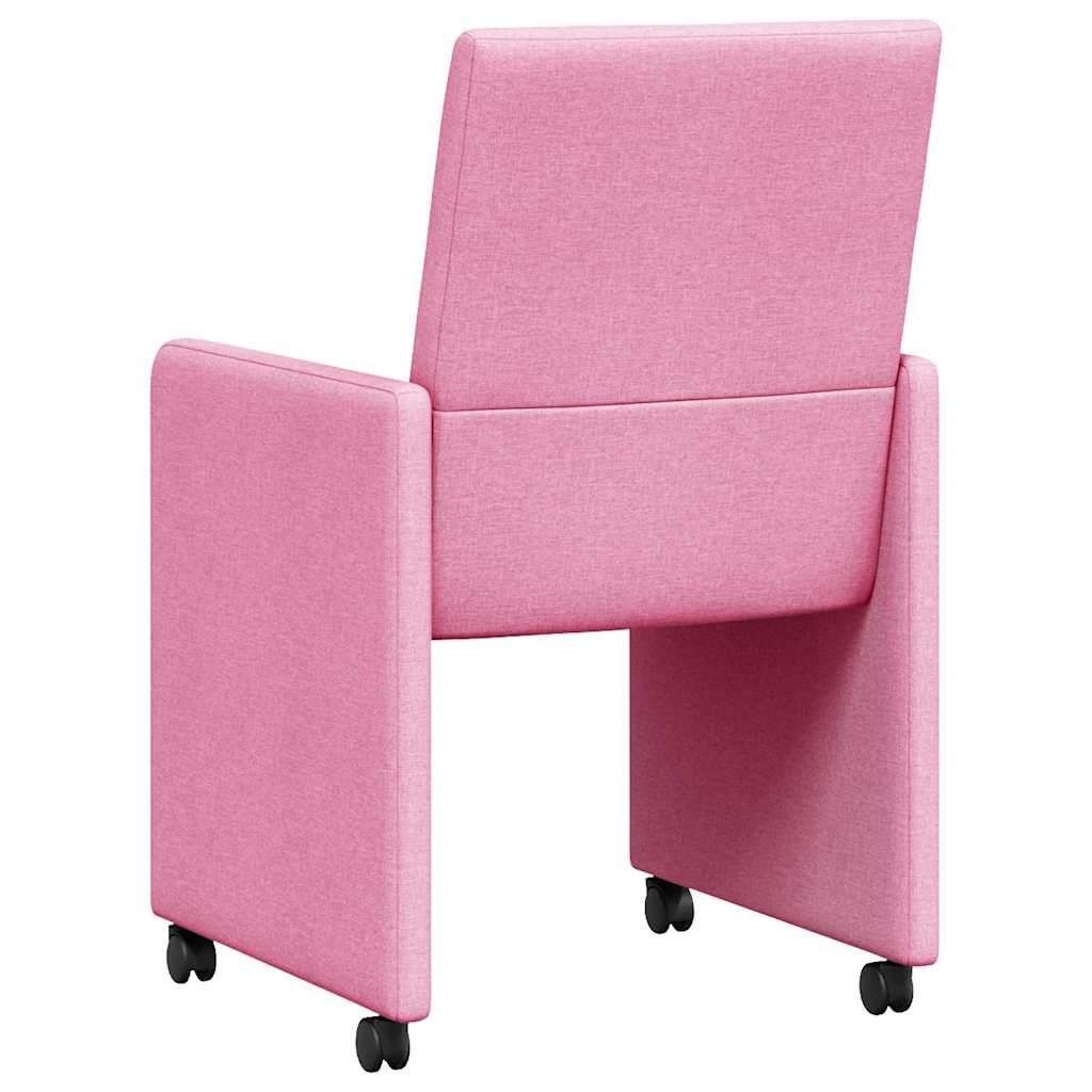 Eetkamerstoelen met Wieltjes 2 pcs Roze 57 x 66 x 94 cm Stof is nu te koop bij PeponiXL, paradijselijk wonen!