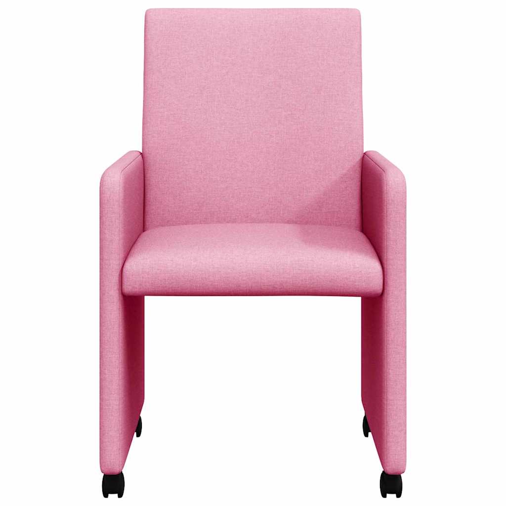 Eetkamerstoelen met Wieltjes 2 pcs Roze 57 x 66 x 94 cm Stof is nu te koop bij PeponiXL, paradijselijk wonen!
