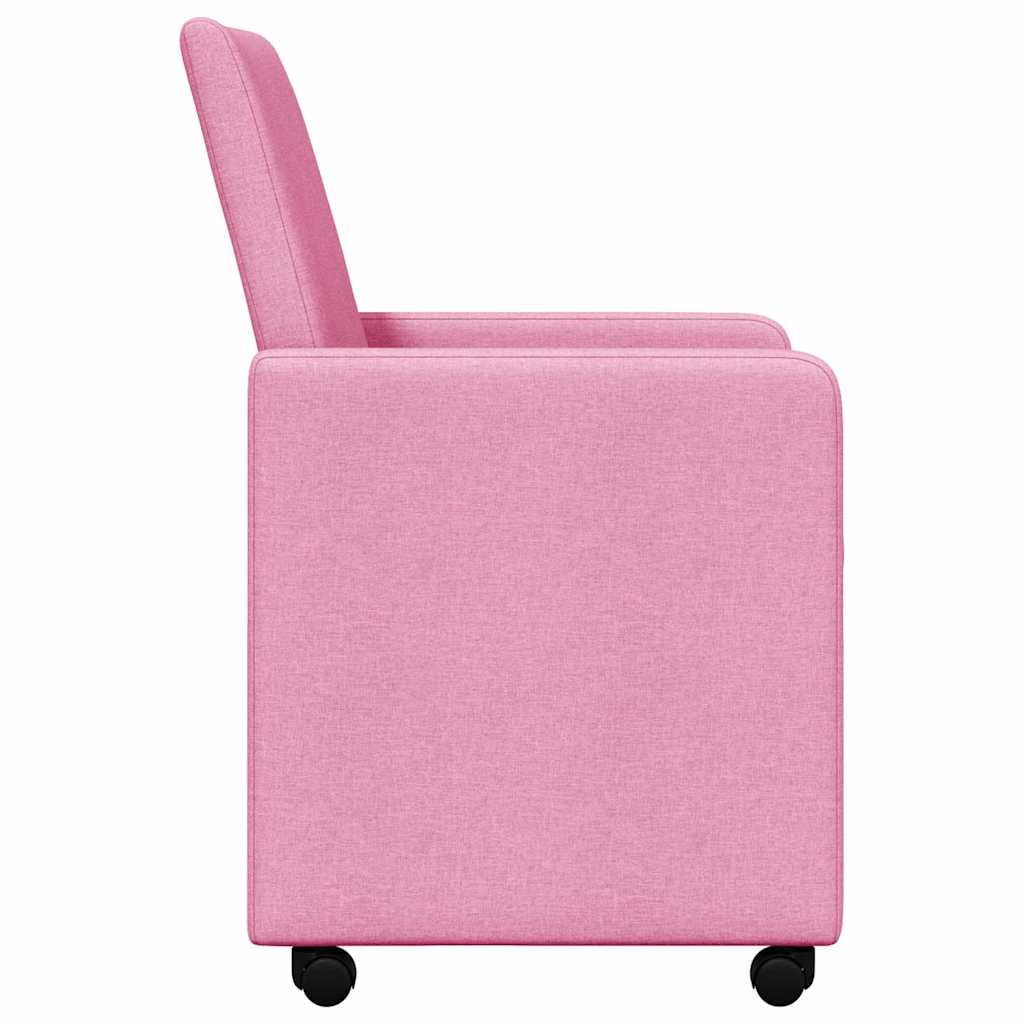 Eetkamerstoelen met Wieltjes 2 pcs Roze 57 x 66 x 94 cm Stof is nu te koop bij PeponiXL, paradijselijk wonen!