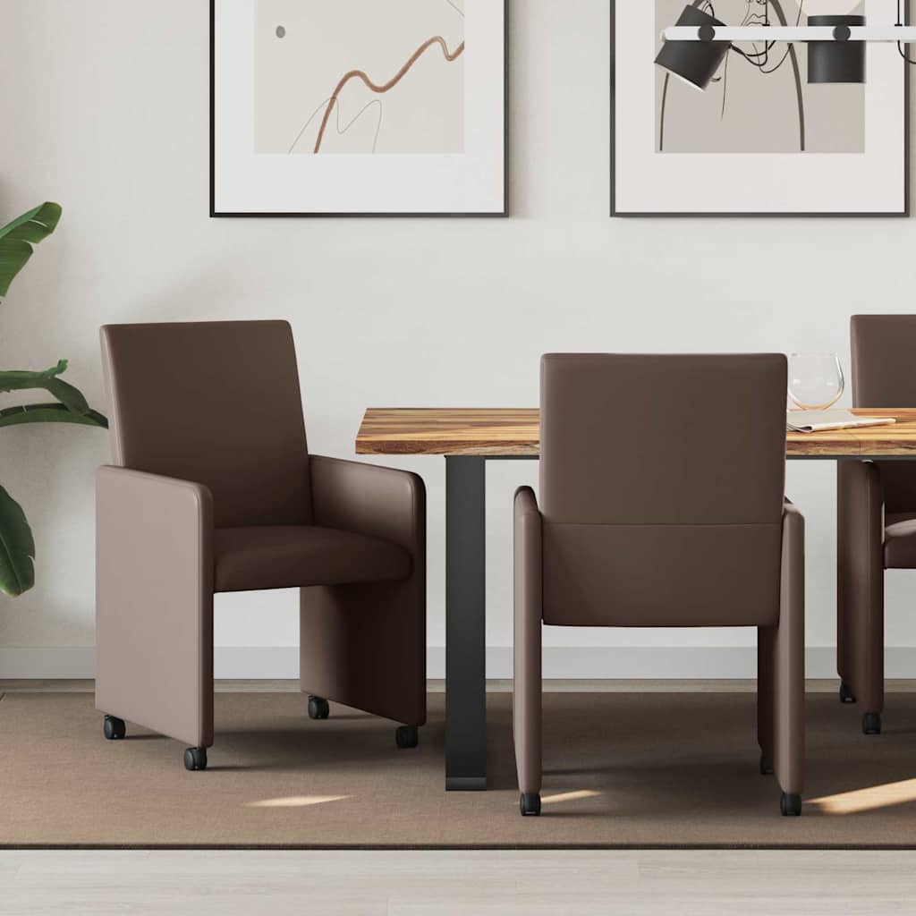 Eetkamerstoelen met Wieltjes 2 pcs Bruin 57 x 66 x 94 cm is nu te koop bij PeponiXL, paradijselijk wonen!