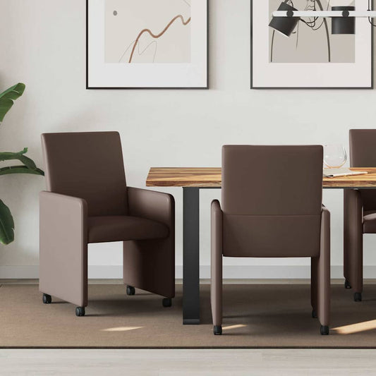 Eetkamerstoelen met Wieltjes 2 pcs Bruin 57 x 66 x 94 cm is nu te koop bij PeponiXL, paradijselijk wonen!
