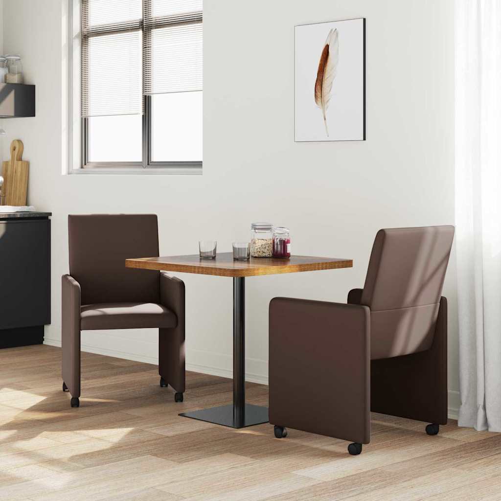 Eetkamerstoelen met Wieltjes 2 pcs Bruin 57 x 66 x 94 cm is nu te koop bij PeponiXL, paradijselijk wonen!