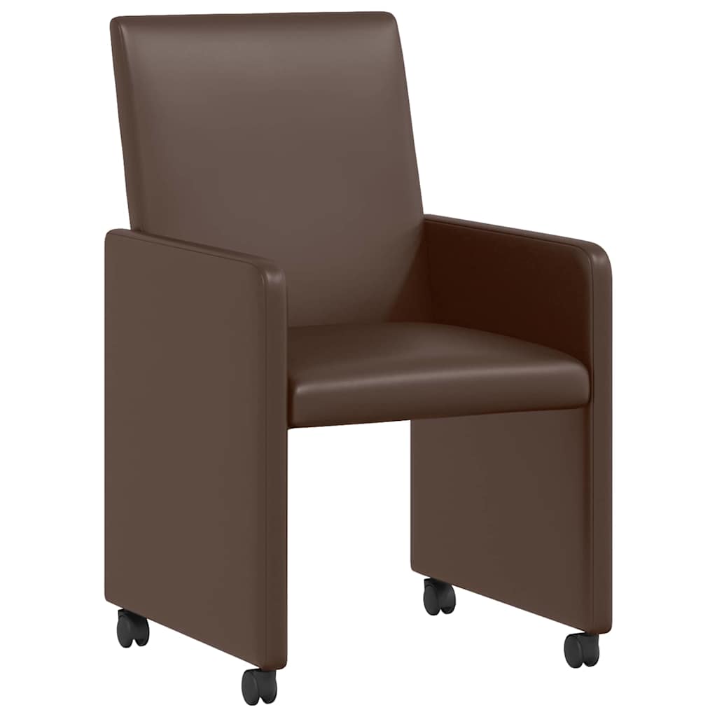 Eetkamerstoelen met Wieltjes 2 pcs Bruin 57 x 66 x 94 cm is nu te koop bij PeponiXL, paradijselijk wonen!