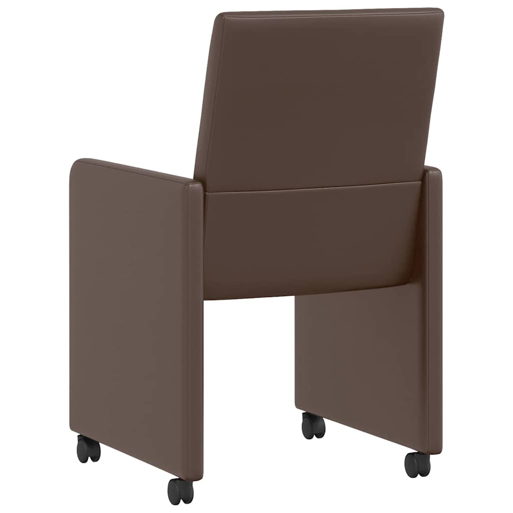 Eetkamerstoelen met Wieltjes 2 pcs Bruin 57 x 66 x 94 cm is nu te koop bij PeponiXL, paradijselijk wonen!