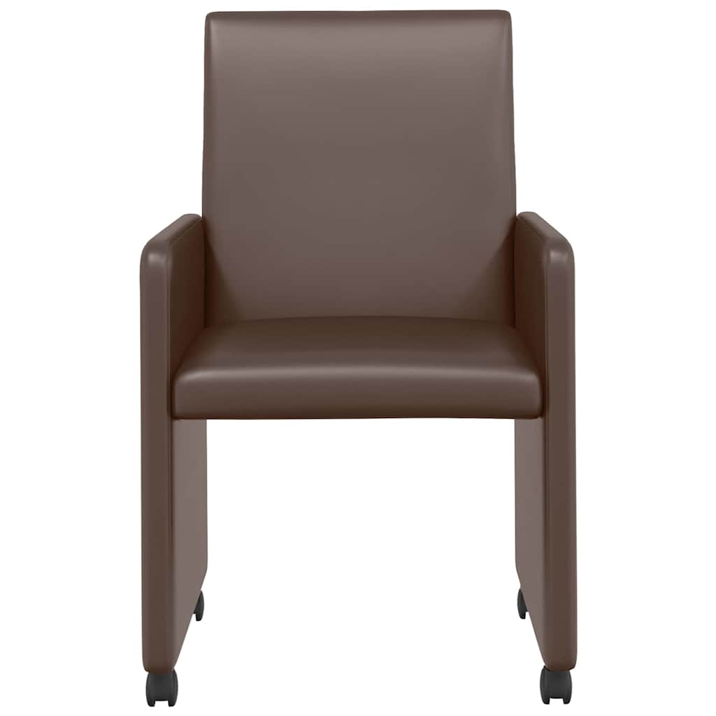 Eetkamerstoelen met Wieltjes 2 pcs Bruin 57 x 66 x 94 cm is nu te koop bij PeponiXL, paradijselijk wonen!