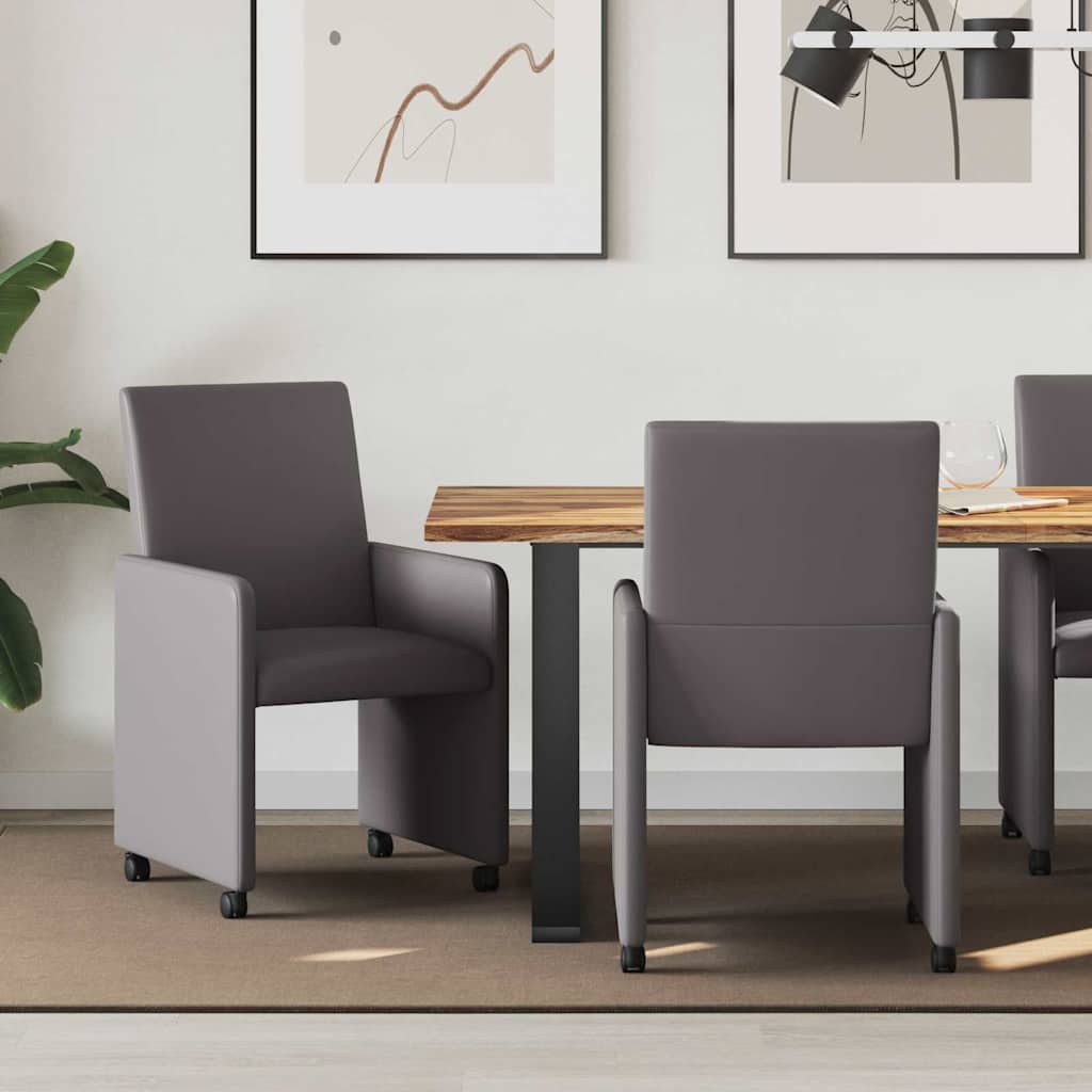 Eetkamerstoelen met Wieltjes 2 pcs Grijs 57 x 66 x 94 cm is nu te koop bij PeponiXL, paradijselijk wonen!