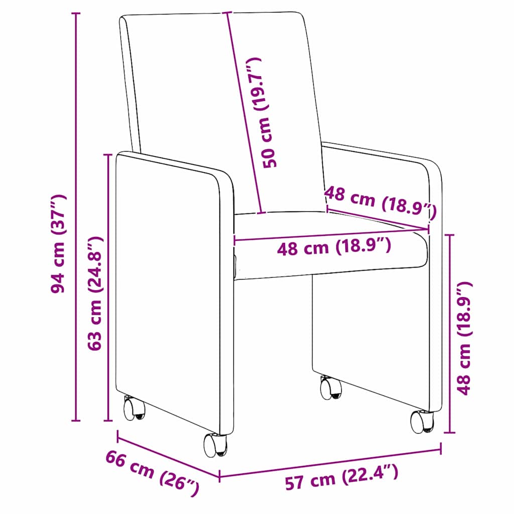Eetkamerstoelen met Wieltjes 2 pcs Grijs 57 x 66 x 94 cm is nu te koop bij PeponiXL, paradijselijk wonen!