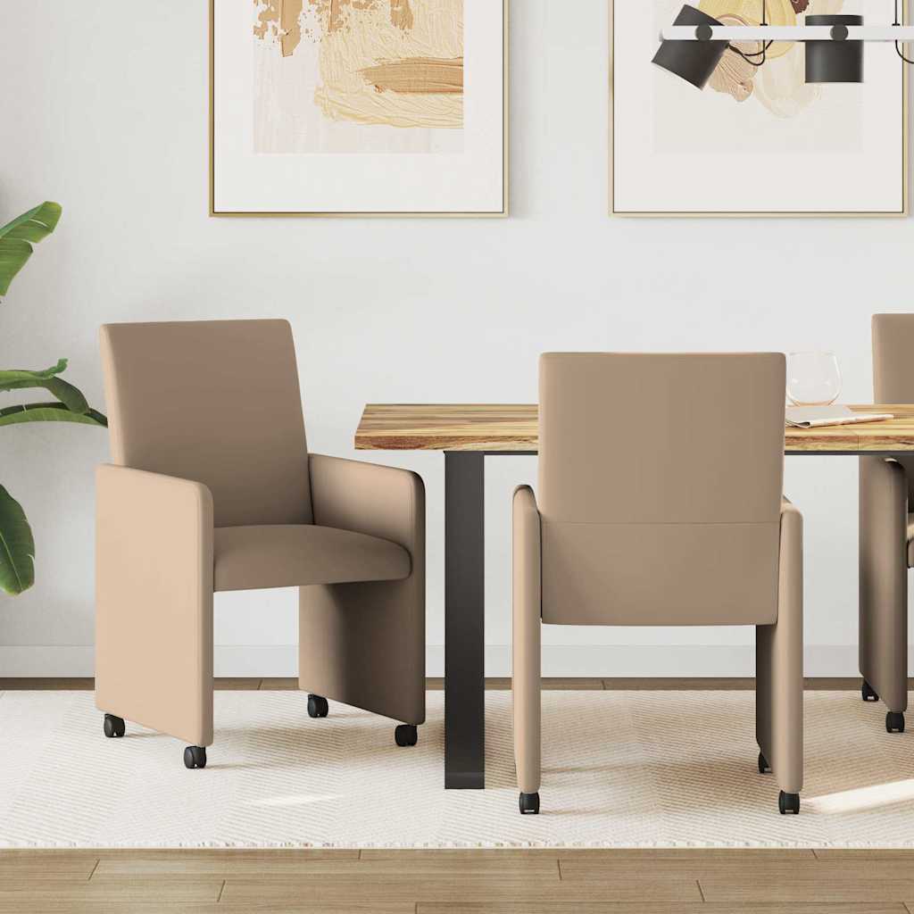 Eetkamerstoelen met Wieltjes 2 pcs Cappuccino 57 x 66 x 94 cm is nu te koop bij PeponiXL, paradijselijk wonen!