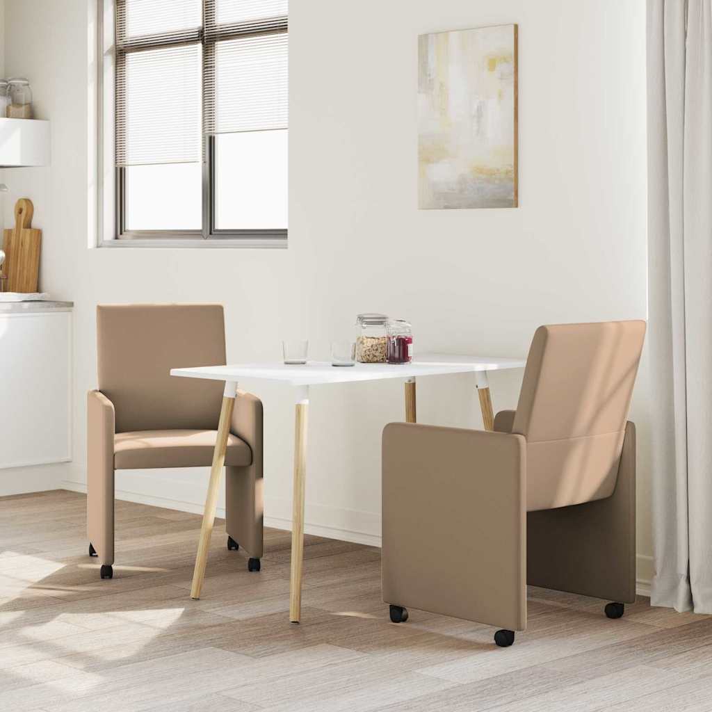 Eetkamerstoelen met Wieltjes 2 pcs Cappuccino 57 x 66 x 94 cm is nu te koop bij PeponiXL, paradijselijk wonen!