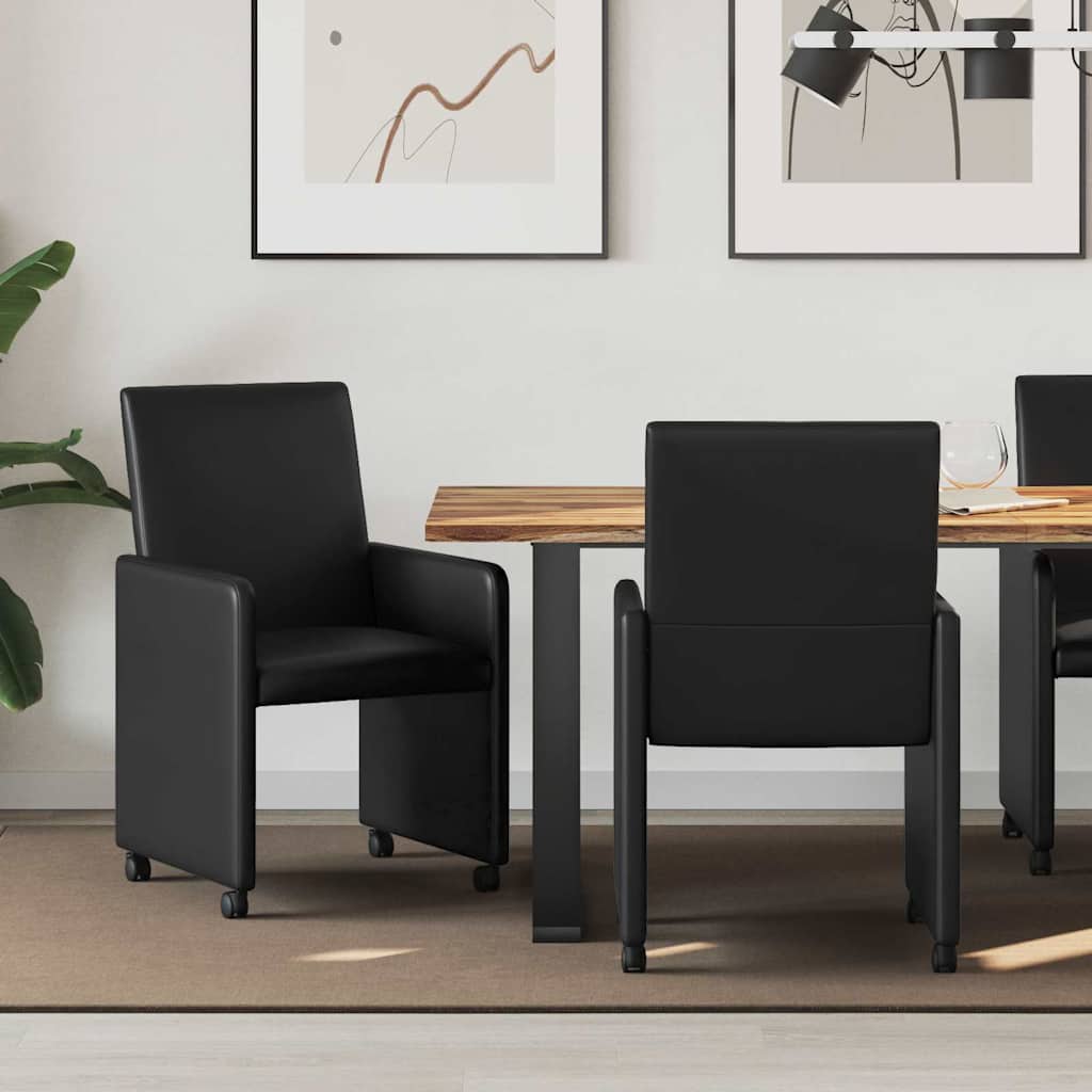 Eetkamerstoelen met Wieltjes 2 pcs Zwart 57 x 66 x 94 cm is nu te koop bij PeponiXL, paradijselijk wonen!