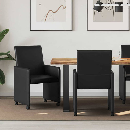 Eetkamerstoelen met Wieltjes 2 pcs Zwart 57 x 66 x 94 cm is nu te koop bij PeponiXL, paradijselijk wonen!