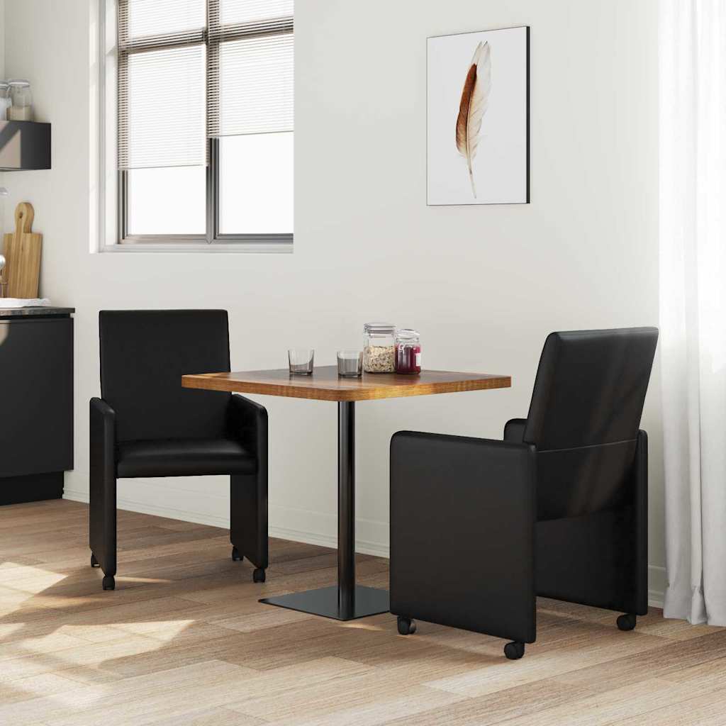 Eetkamerstoelen met Wieltjes 2 pcs Zwart 57 x 66 x 94 cm is nu te koop bij PeponiXL, paradijselijk wonen!