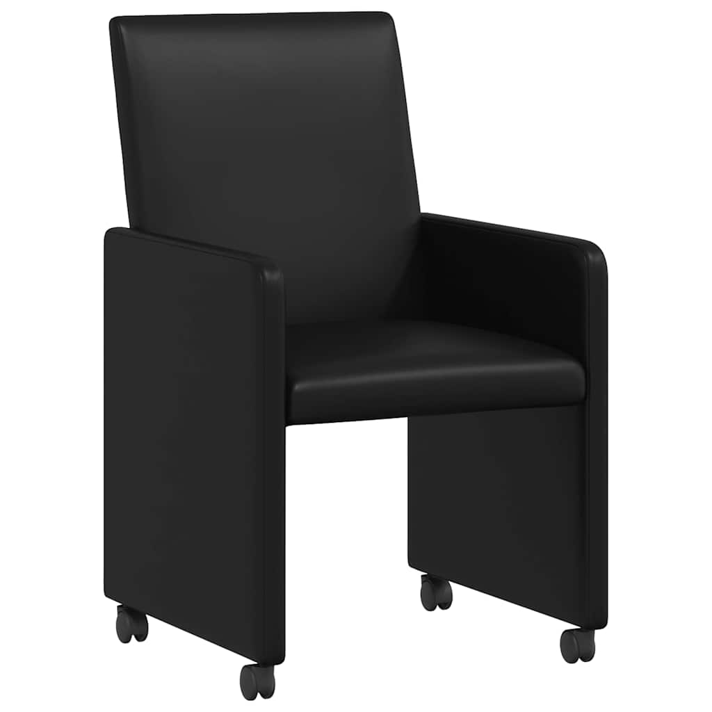 Eetkamerstoelen met Wieltjes 2 pcs Zwart 57 x 66 x 94 cm is nu te koop bij PeponiXL, paradijselijk wonen!