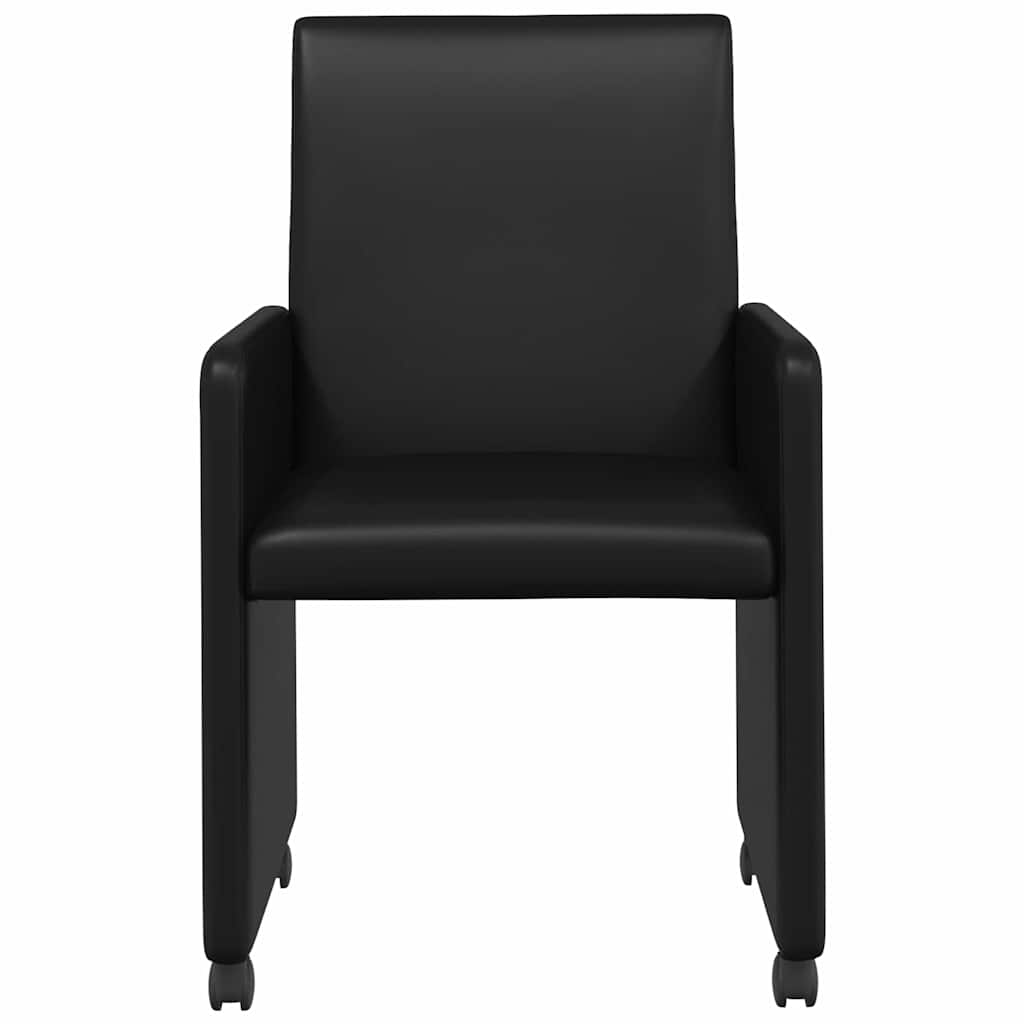 Eetkamerstoelen met Wieltjes 2 pcs Zwart 57 x 66 x 94 cm is nu te koop bij PeponiXL, paradijselijk wonen!