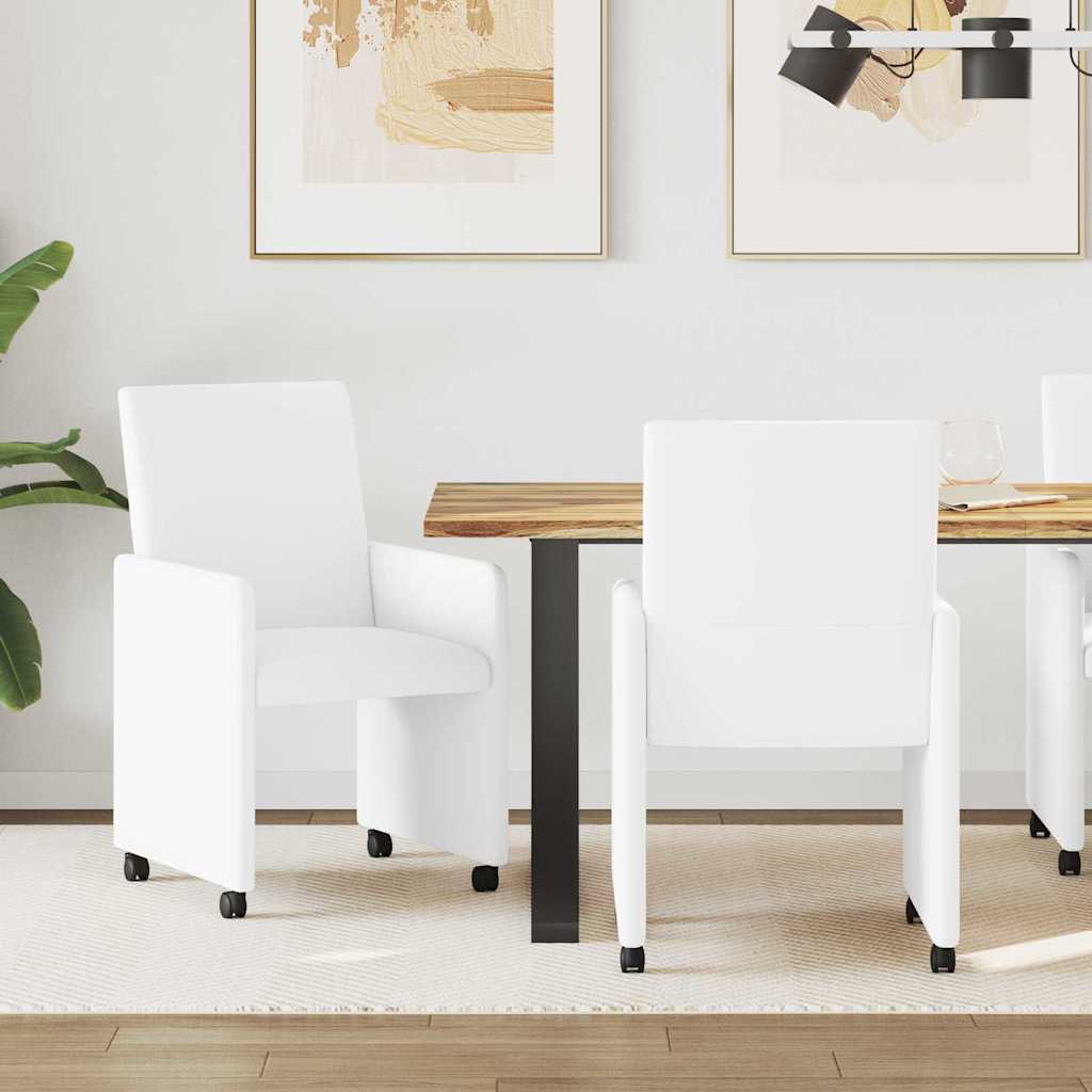 Eetkamerstoelen met Wieltjes 2 pcs Wit 57 x 66 x 94 cm is nu te koop bij PeponiXL, paradijselijk wonen!