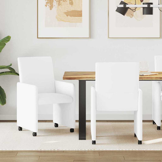 Eetkamerstoelen met Wieltjes 2 pcs Wit 57 x 66 x 94 cm is nu te koop bij PeponiXL, paradijselijk wonen!