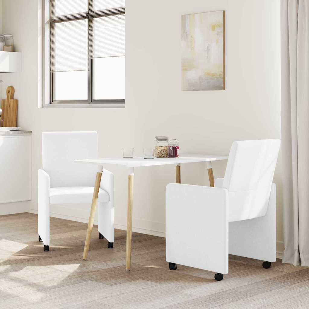 Eetkamerstoelen met Wieltjes 2 pcs Wit 57 x 66 x 94 cm is nu te koop bij PeponiXL, paradijselijk wonen!