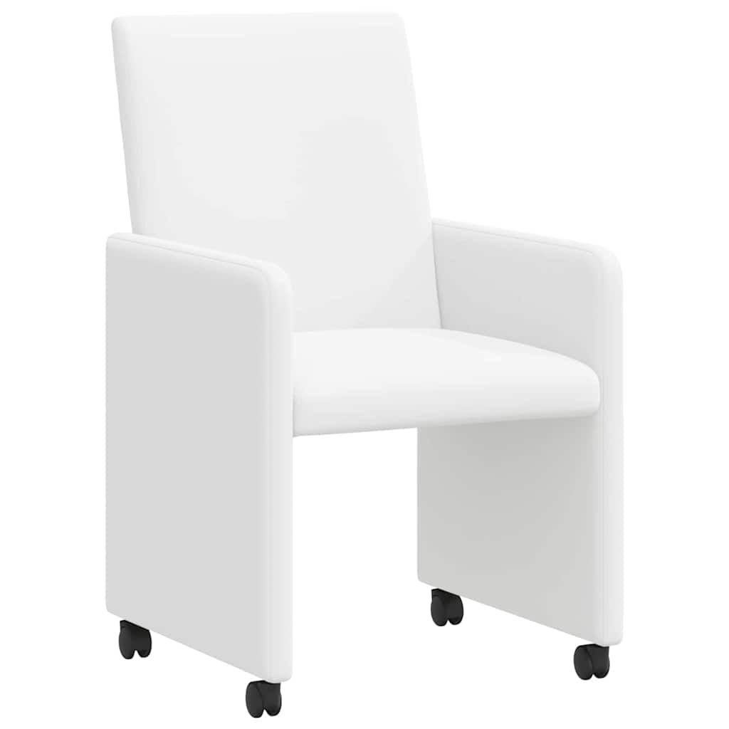 Eetkamerstoelen met Wieltjes 2 pcs Wit 57 x 66 x 94 cm is nu te koop bij PeponiXL, paradijselijk wonen!