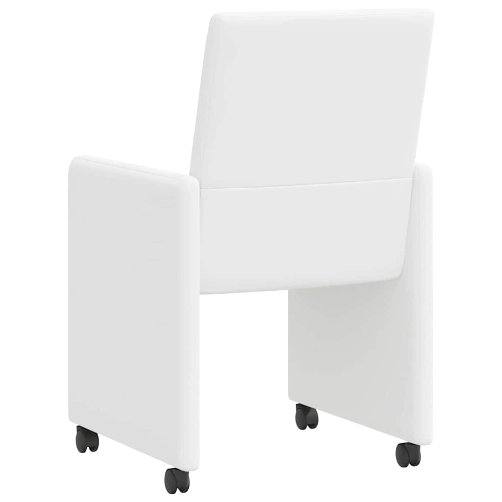 Eetkamerstoelen met Wieltjes 2 pcs Wit 57 x 66 x 94 cm is nu te koop bij PeponiXL, paradijselijk wonen!