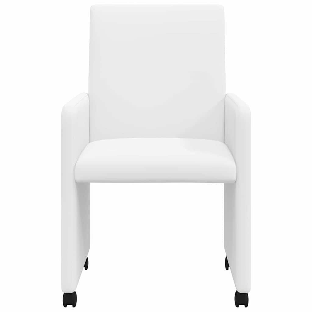 Eetkamerstoelen met Wieltjes 2 pcs Wit 57 x 66 x 94 cm is nu te koop bij PeponiXL, paradijselijk wonen!