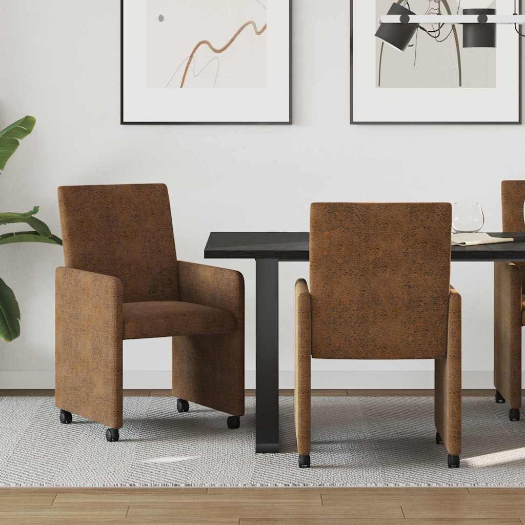Eetkamerstoelen met Wieltjes 2 pcs Bruin 57 x 66 x 94 cm is nu te koop bij PeponiXL, paradijselijk wonen!
