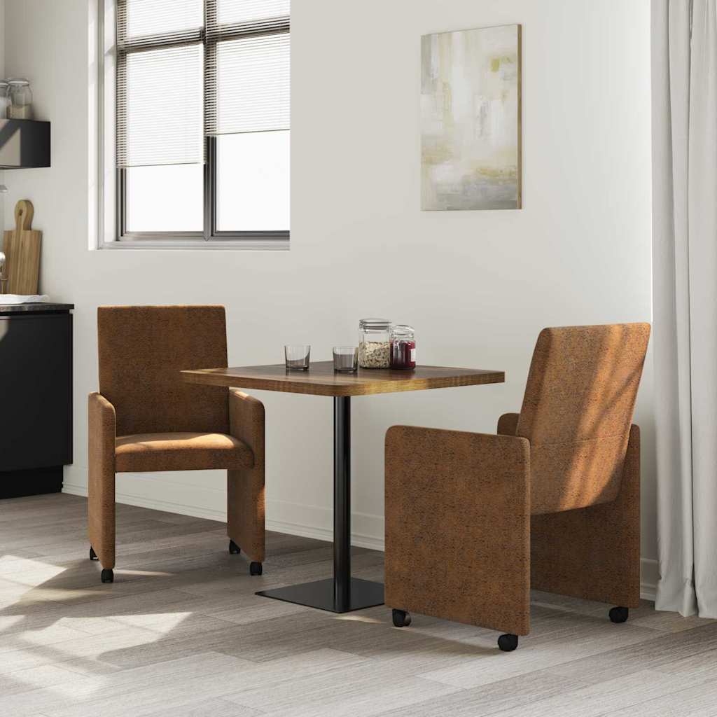 Eetkamerstoelen met Wieltjes 2 pcs Bruin 57 x 66 x 94 cm is nu te koop bij PeponiXL, paradijselijk wonen!