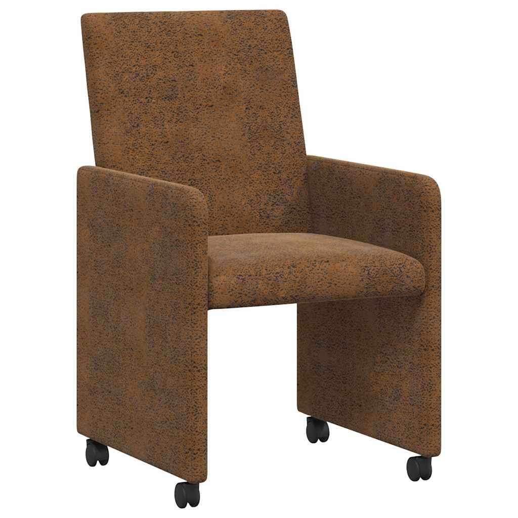 Eetkamerstoelen met Wieltjes 2 pcs Bruin 57 x 66 x 94 cm is nu te koop bij PeponiXL, paradijselijk wonen!