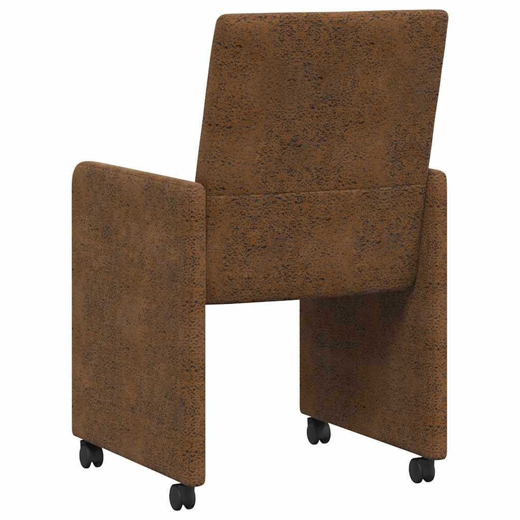 Eetkamerstoelen met Wieltjes 2 pcs Bruin 57 x 66 x 94 cm is nu te koop bij PeponiXL, paradijselijk wonen!