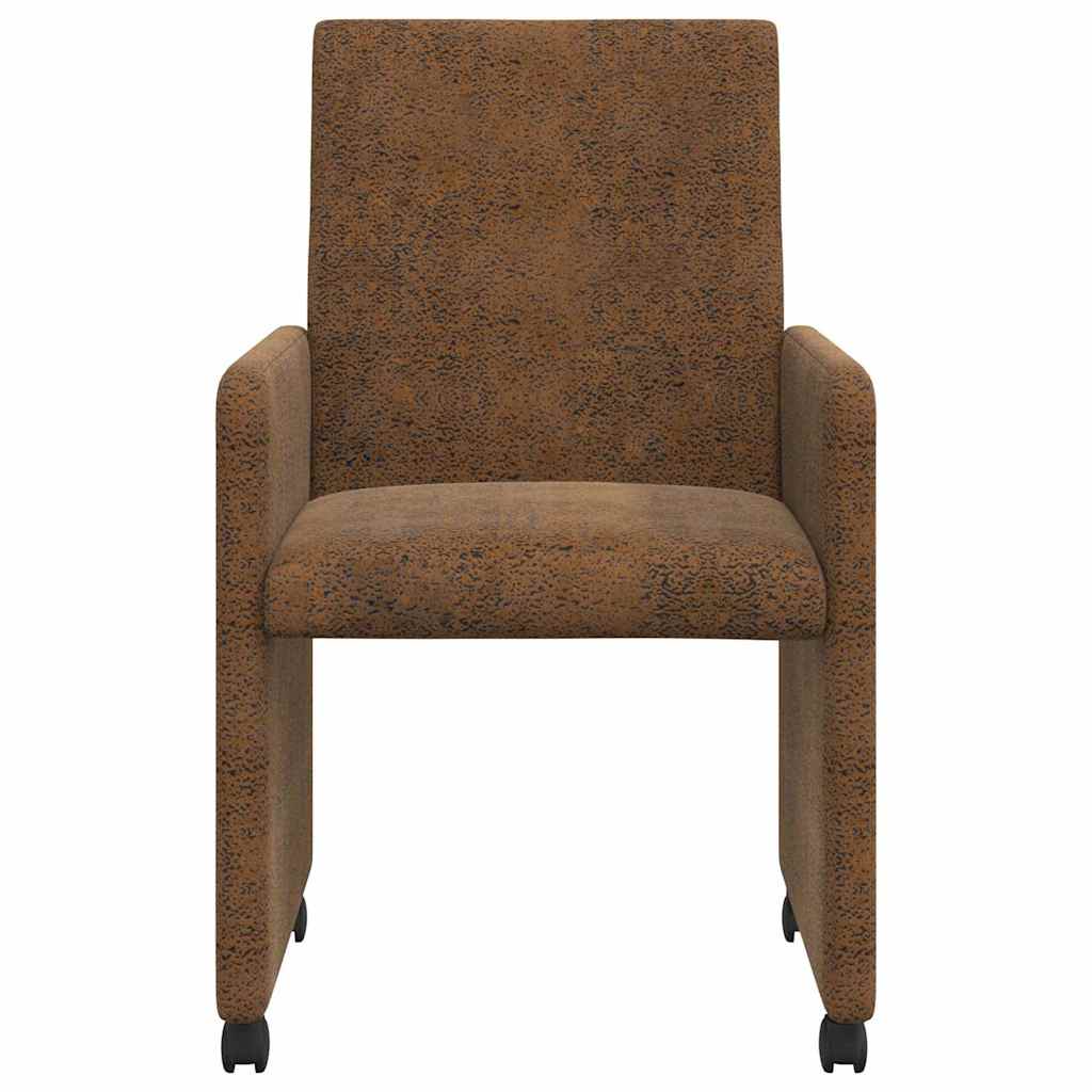 Eetkamerstoelen met Wieltjes 2 pcs Bruin 57 x 66 x 94 cm is nu te koop bij PeponiXL, paradijselijk wonen!