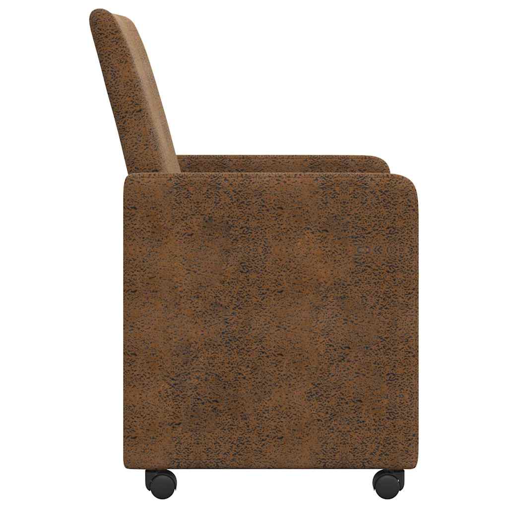 Eetkamerstoelen met Wieltjes 2 pcs Bruin 57 x 66 x 94 cm is nu te koop bij PeponiXL, paradijselijk wonen!