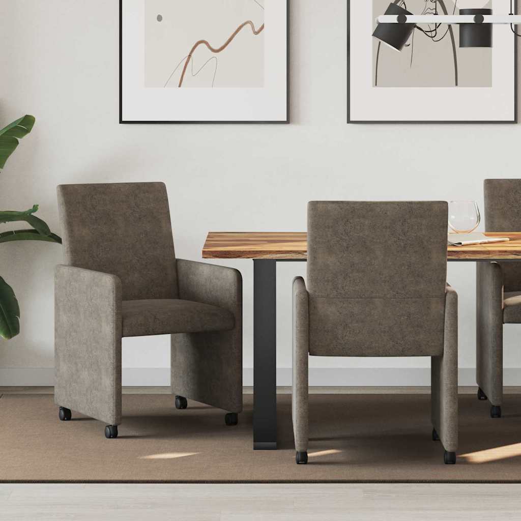 Eetkamerstoelen met Wieltjes 2 pcs Donkergrijs 57 x 66 x 94 cm is nu te koop bij PeponiXL, paradijselijk wonen!