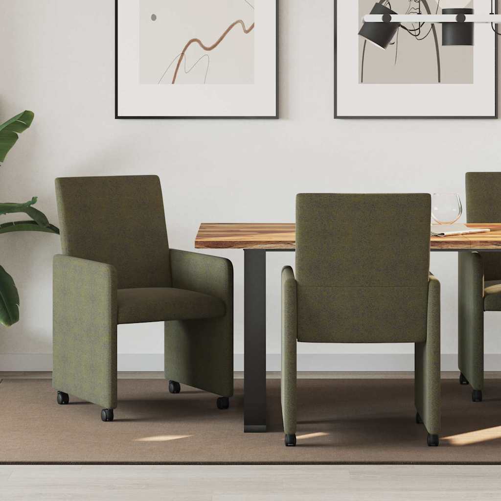 Eetkamerstoelen met Wieltjes 2 pcs Leger groen 57 x 66 x 94 cm is nu te koop bij PeponiXL, paradijselijk wonen!