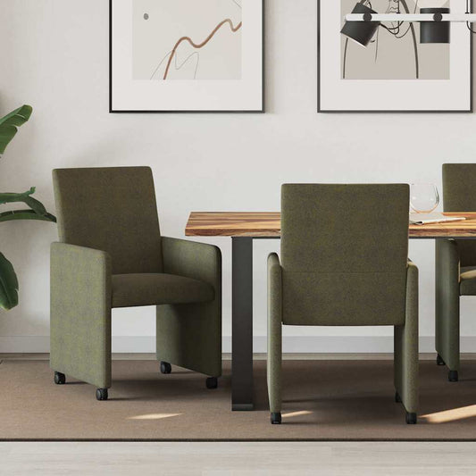 Eetkamerstoelen met Wieltjes 2 pcs Leger groen 57 x 66 x 94 cm is nu te koop bij PeponiXL, paradijselijk wonen!