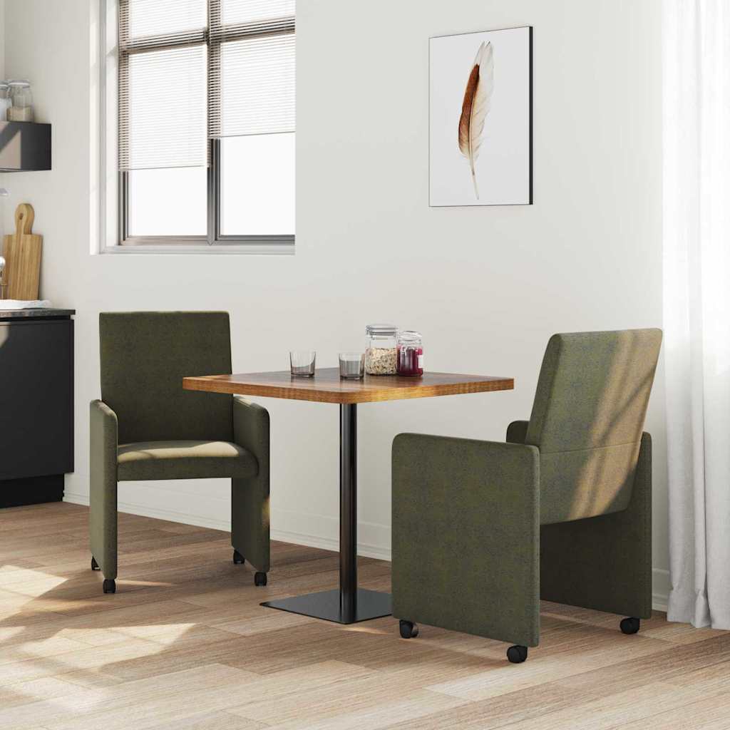 Eetkamerstoelen met Wieltjes 2 pcs Leger groen 57 x 66 x 94 cm is nu te koop bij PeponiXL, paradijselijk wonen!