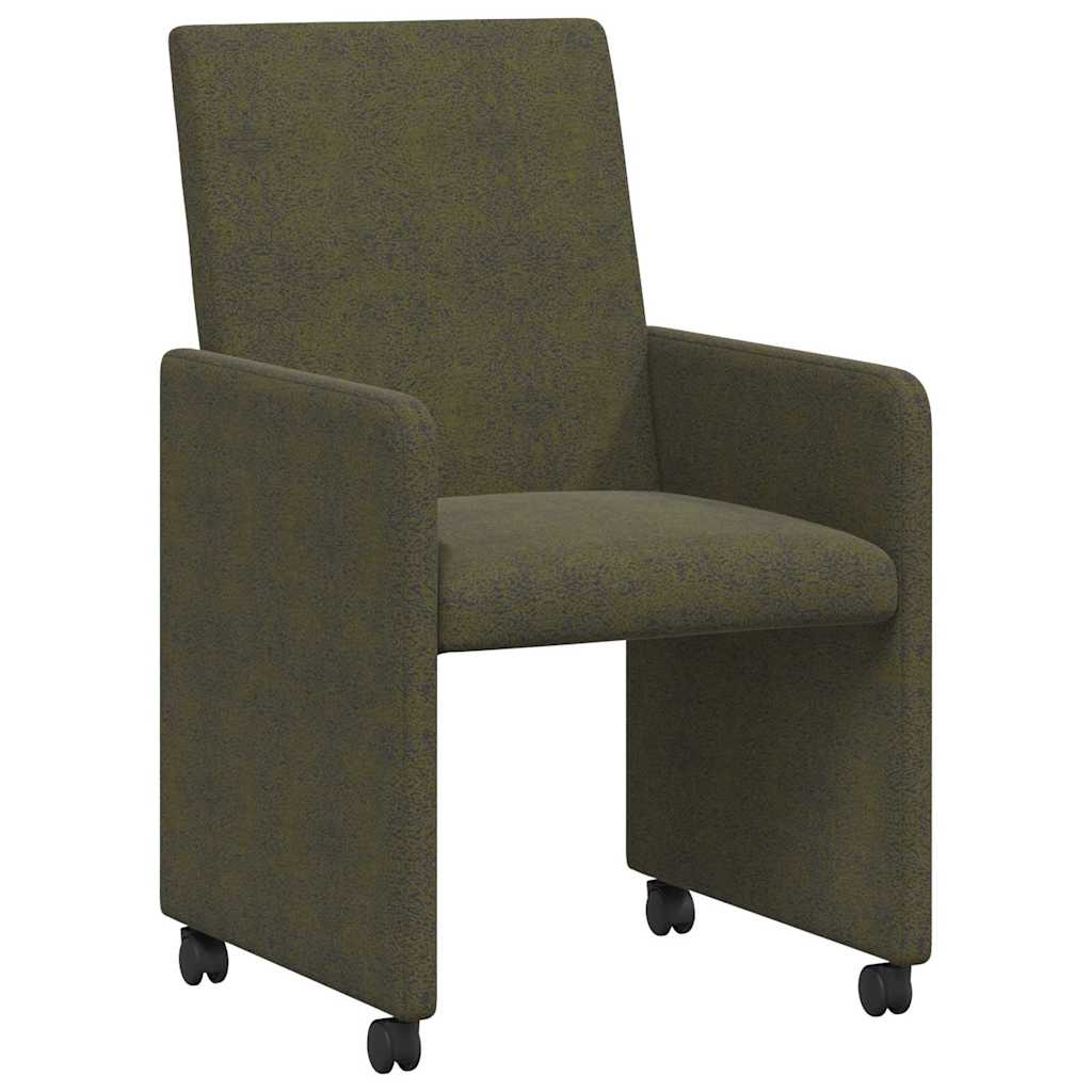 Eetkamerstoelen met Wieltjes 2 pcs Leger groen 57 x 66 x 94 cm is nu te koop bij PeponiXL, paradijselijk wonen!