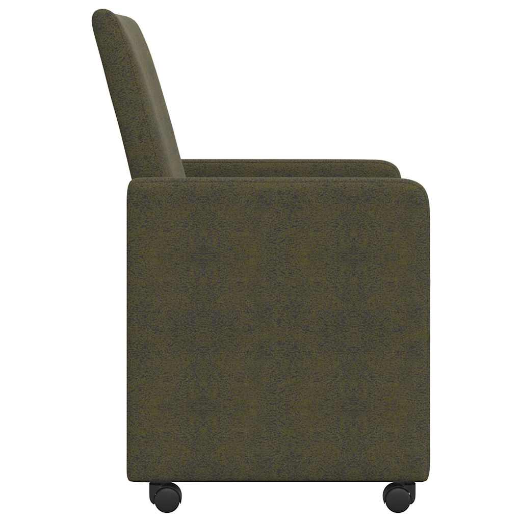 Eetkamerstoelen met Wieltjes 2 pcs Leger groen 57 x 66 x 94 cm is nu te koop bij PeponiXL, paradijselijk wonen!