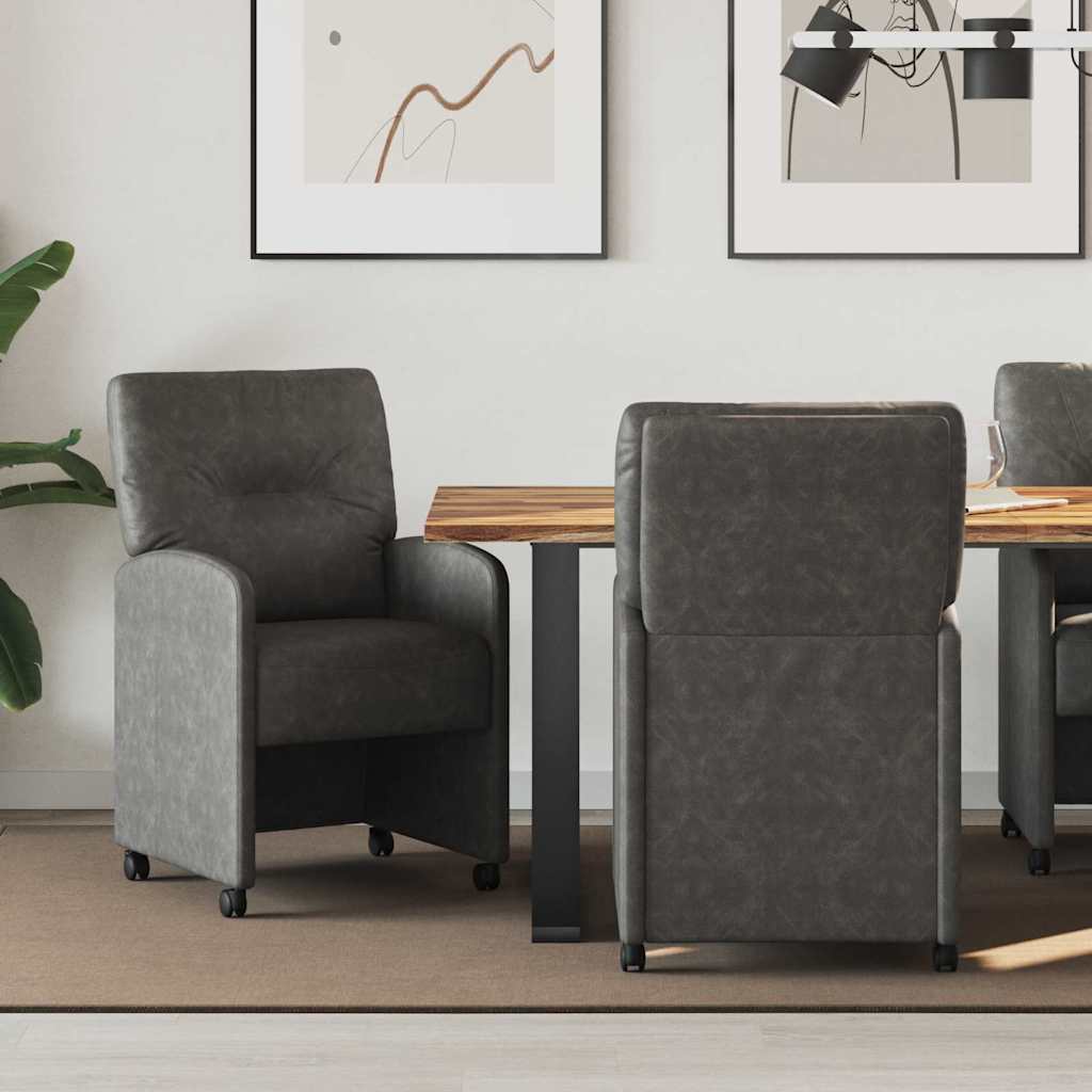 Eetkamerstoelen met Wieltjes 2 pcs Zwart 57 x 67 x 95 cm is nu te koop bij PeponiXL, paradijselijk wonen!
