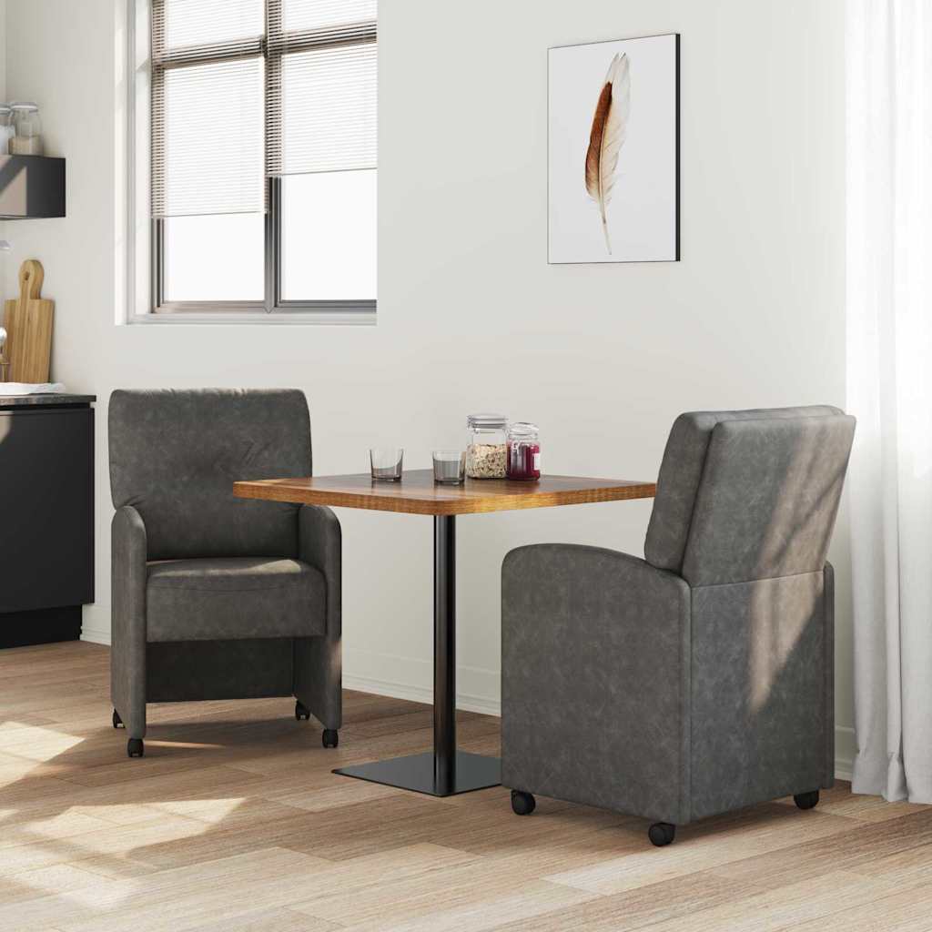 Eetkamerstoelen met Wieltjes 2 pcs Zwart 57 x 67 x 95 cm is nu te koop bij PeponiXL, paradijselijk wonen!