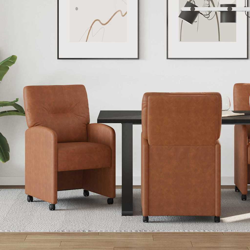 Eetkamerstoelen met Wieltjes 2 pcs Bruin 57 x 67 x 95 cm is nu te koop bij PeponiXL, paradijselijk wonen!