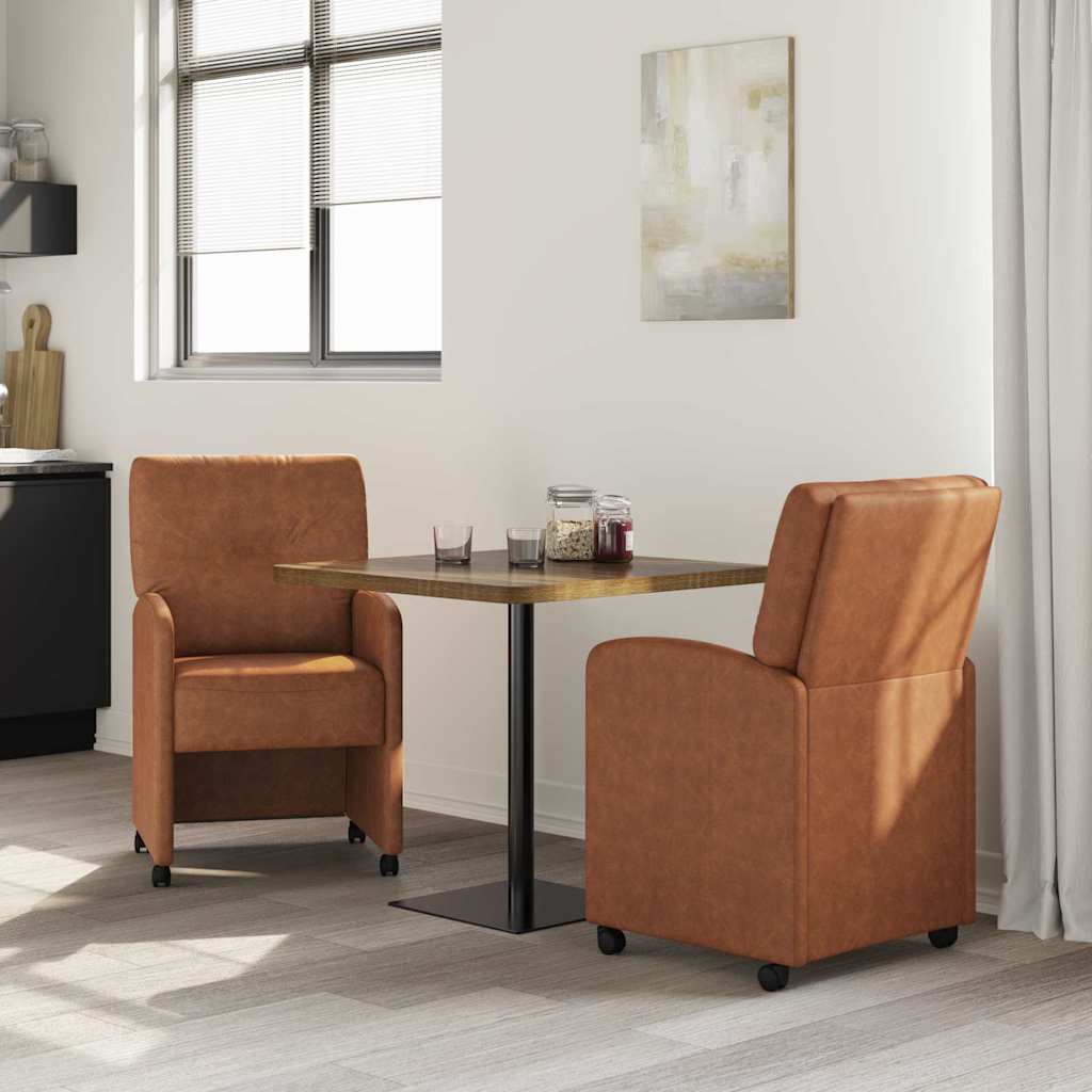Eetkamerstoelen met Wieltjes 2 pcs Bruin 57 x 67 x 95 cm is nu te koop bij PeponiXL, paradijselijk wonen!