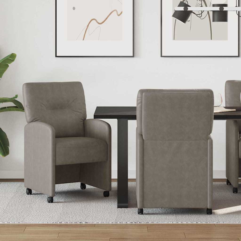 Eetkamerstoelen met Wieltjes 2 pcs Grijs 57 x 67 x 95 cm is nu te koop bij PeponiXL, paradijselijk wonen!