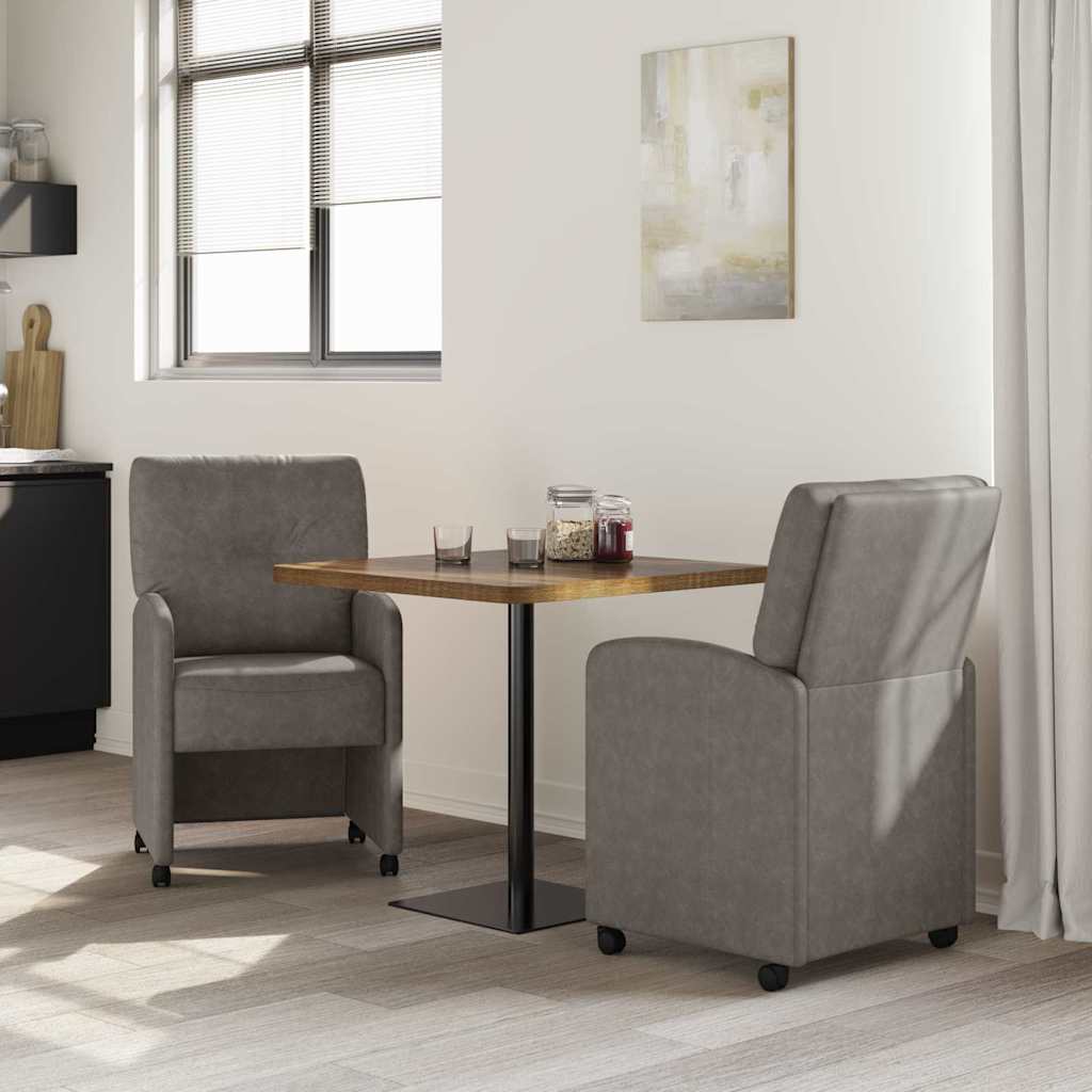 Eetkamerstoelen met Wieltjes 2 pcs Grijs 57 x 67 x 95 cm is nu te koop bij PeponiXL, paradijselijk wonen!