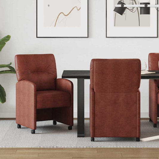 Eetkamerstoelen met Wieltjes 2 pcs Glanzend bruin Kunstleer is nu te koop bij PeponiXL, paradijselijk wonen!