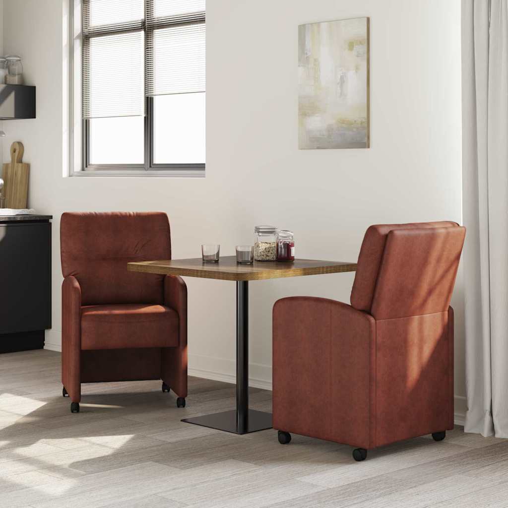 Eetkamerstoelen met Wieltjes 2 pcs Glanzend bruin Kunstleer is nu te koop bij PeponiXL, paradijselijk wonen!
