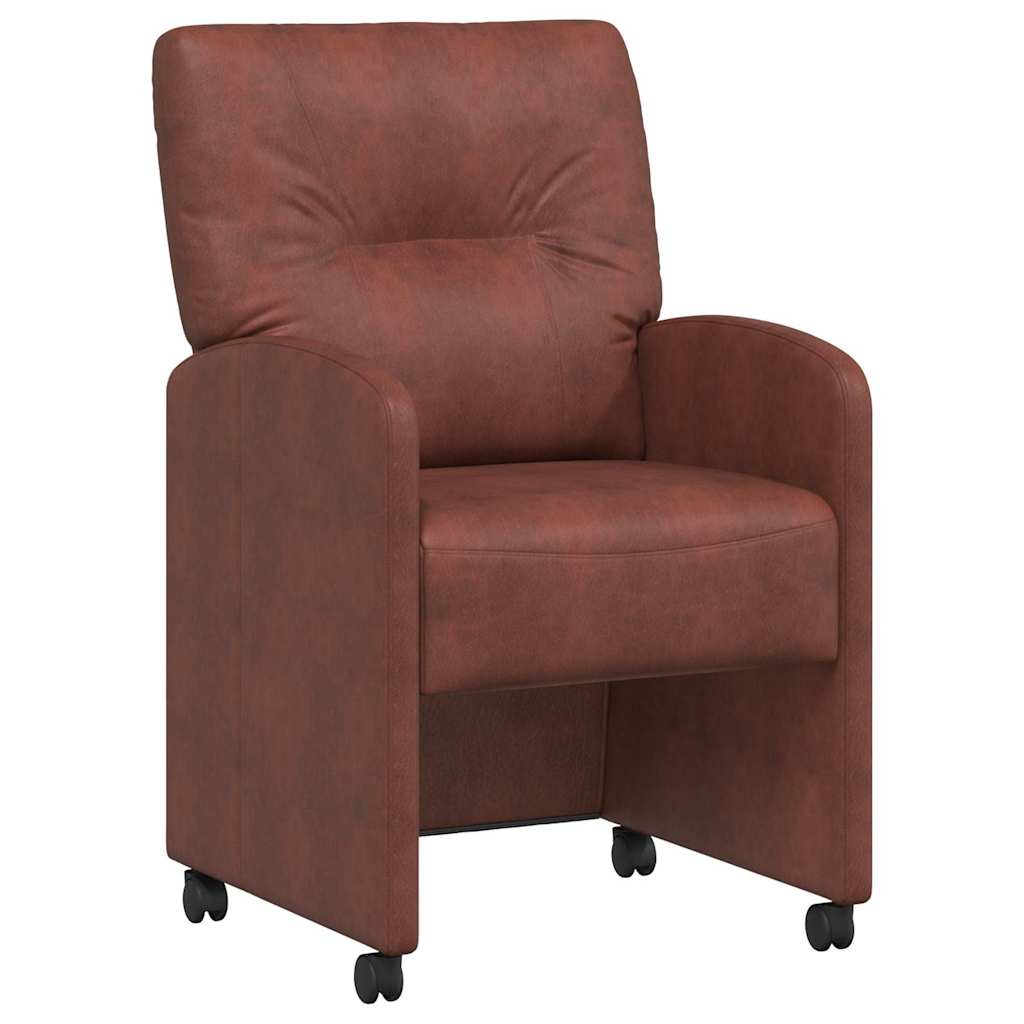 Eetkamerstoelen met Wieltjes 2 pcs Glanzend bruin Kunstleer is nu te koop bij PeponiXL, paradijselijk wonen!