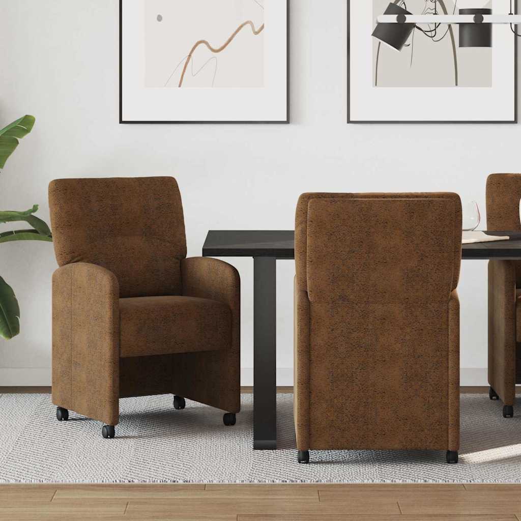 Eetkamerstoelen met Wieltjes 2 pcs Bruin 57 x 67 x 95 cm is nu te koop bij PeponiXL, paradijselijk wonen!